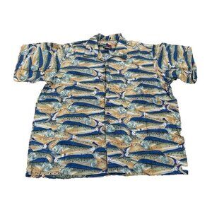 Vintage Pataloha All Over Print Patagonia Camp Shirt Size XL Fish Hawaiian Rare